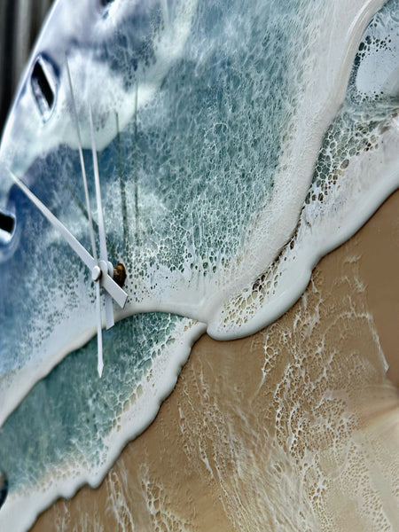 Large 50cm Resin Beach Wall Clock- "BLUE SEAS"