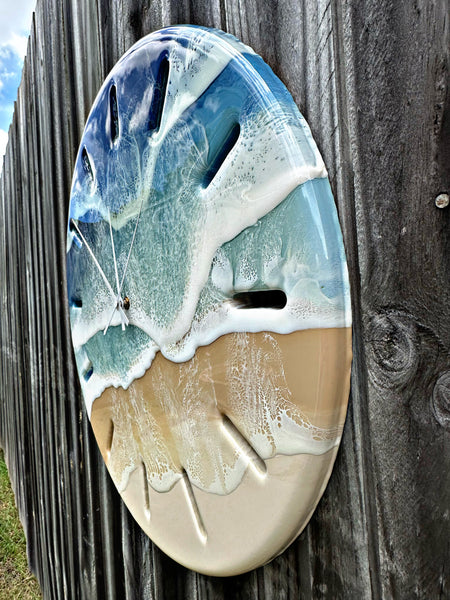 Large 50cm Resin Beach Wall Clock- "BLUE SEAS"
