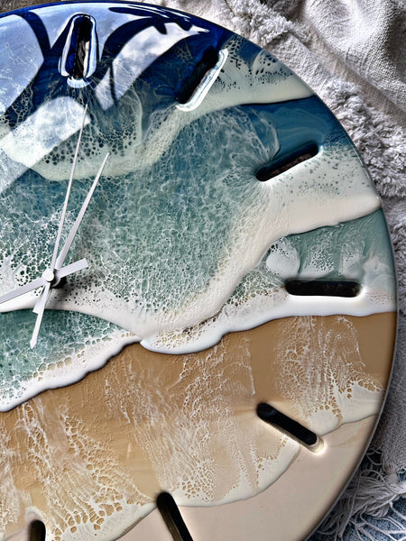 Large 50cm Resin Beach Wall Clock- "BLUE SEAS"