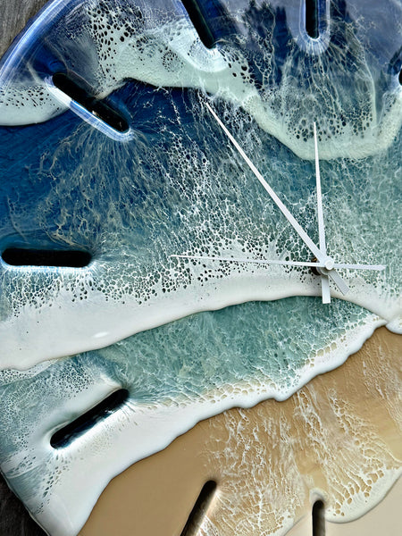 Large 50cm Resin Beach Wall Clock- "BLUE SEAS"