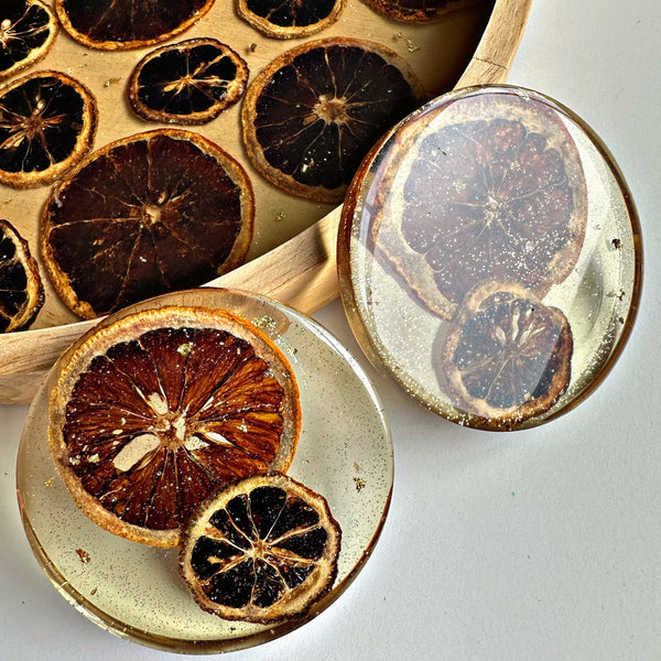 Drinks Tray and Coaster Set for 2 With Real Dried Citrus Fruit