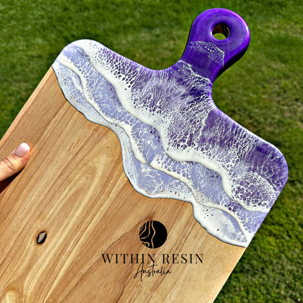 Purple Ocean Charcuterie Board with handle