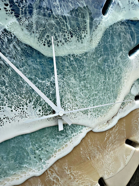 Large 50cm Resin Beach Wall Clock- "BLUE SEAS"