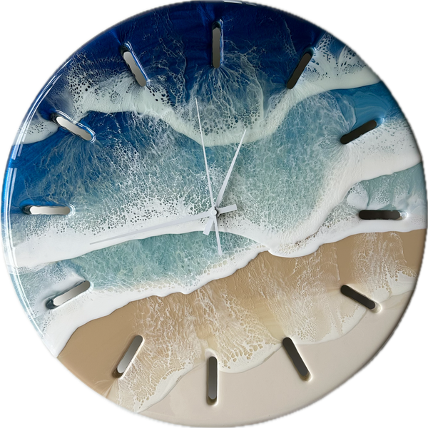 Large 50cm Resin Beach Wall Clock- "BLUE SEAS"