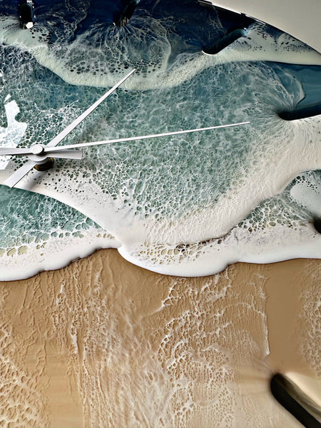 Large 50cm Resin Beach Wall Clock- "BLUE SEAS"