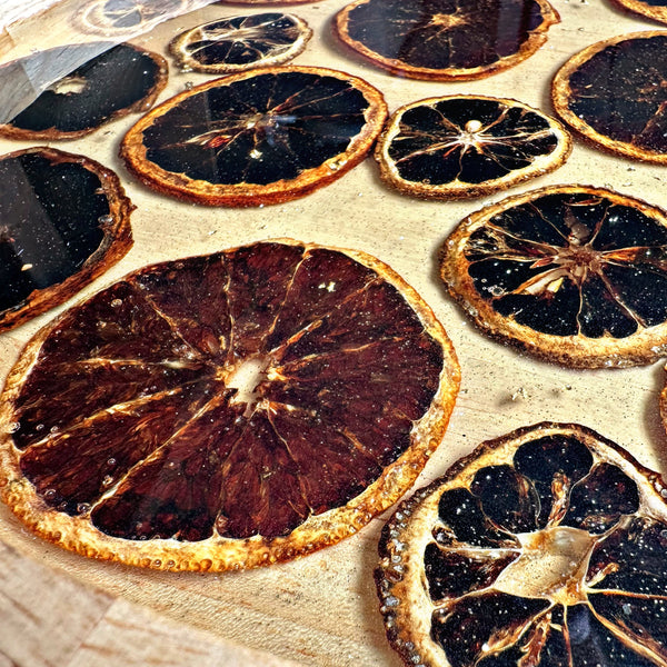 Drinks Tray and Coaster Set for 2 With Real Dried Citrus Fruit