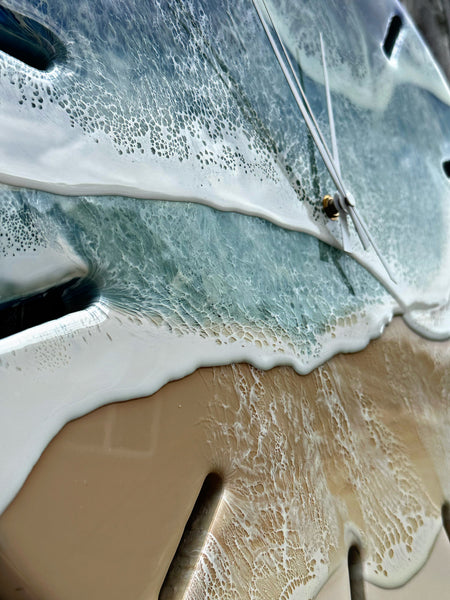 Large 50cm Resin Beach Wall Clock- "BLUE SEAS"