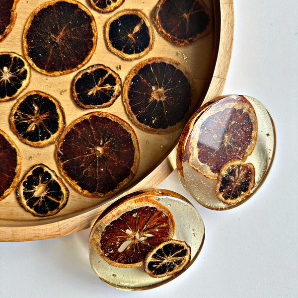 Drinks Tray and Coaster Set for 2 With Real Dried Citrus Fruit