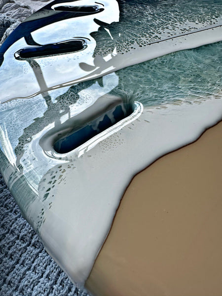 Large 50cm Resin Beach Wall Clock- "BLUE SEAS"