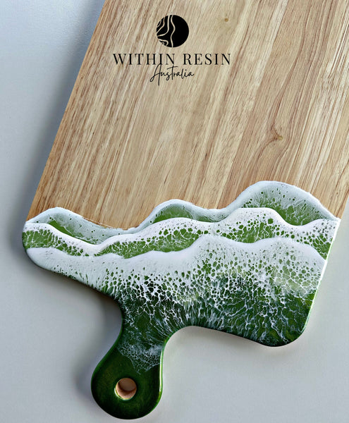 Green Ocean Charcuterie Board with handle