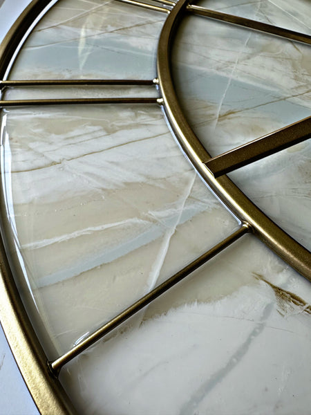 Large 60cm Resin Wall Clock with Metal Frame- FRACTURED MARBLE