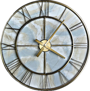 Large 60cm Resin Wall Clock with Metal Frame- FRACTURED MARBLE