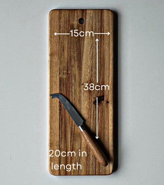 Acacia small board with cheese knife