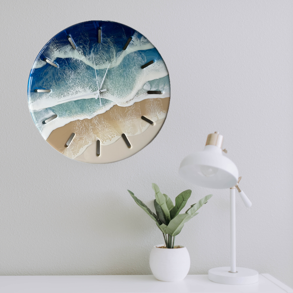 Large 50cm Resin Beach Wall Clock- "BLUE SEAS"