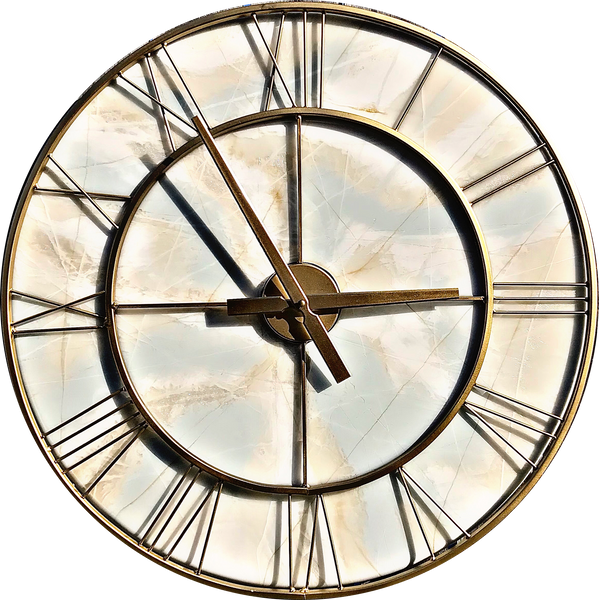 Large 60cm Resin Wall Clock with Metal Frame- FRACTURED MARBLE