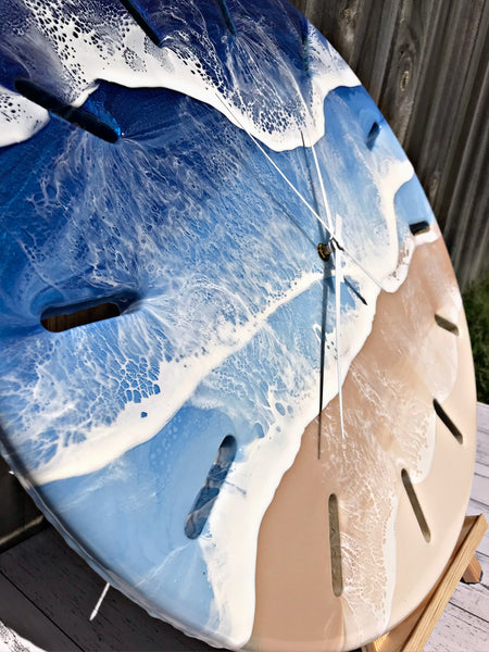 Large 50cm Resin Beach Wall Clock- BLUE SEAS