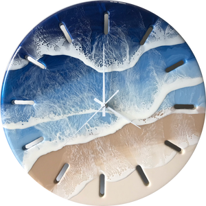 Large 50cm Resin Beach Wall Clock- BLUE SEAS