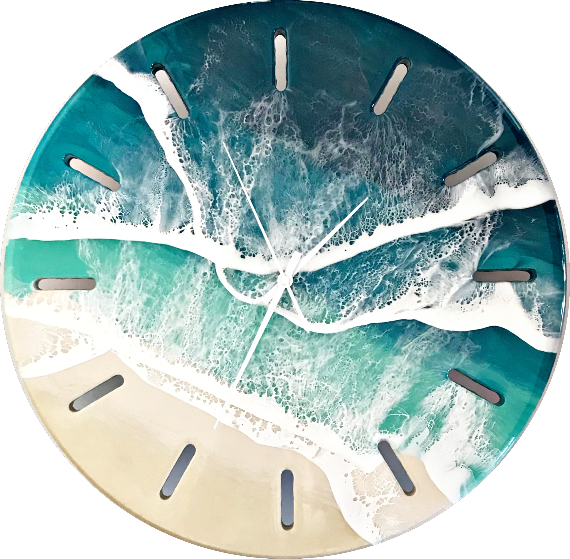 Large 50cm Resin Beach Wall Clock- TURQUOISE SEAS