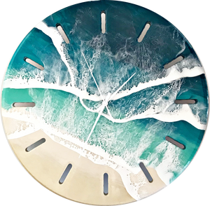 Large 50cm Resin Beach Wall Clock- TURQUOISE SEAS