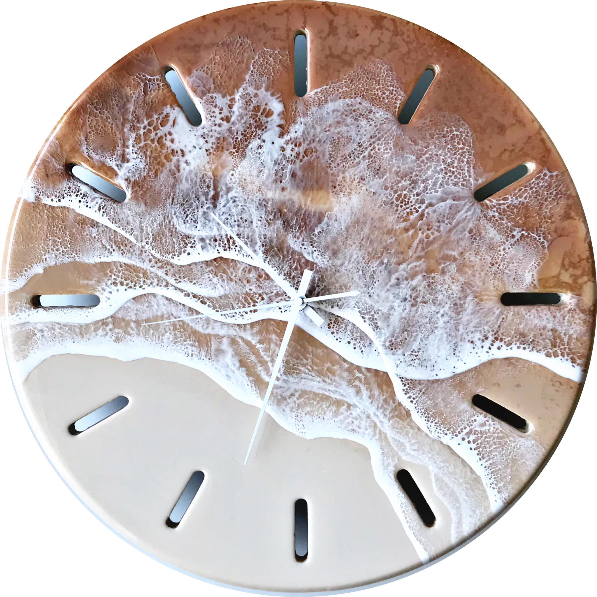 Large 50cm Resin Beach Wall Clock- GOLDEN CORAL