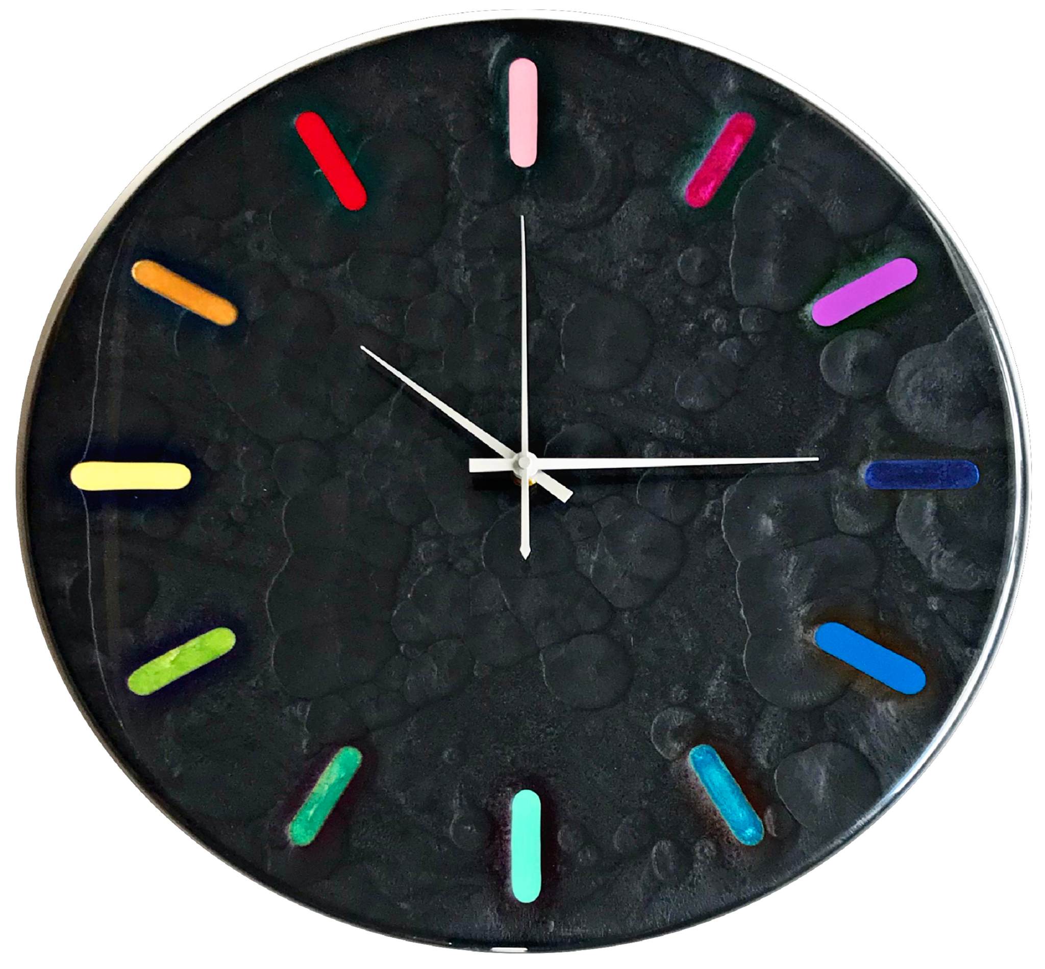 Large 50cm Multi Coloured Resin Wall Clock- COLOUR WHEEL
